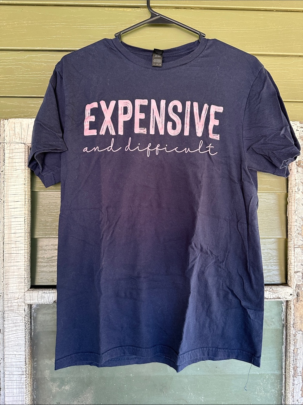 Gildan Navy Tee with Pink "EXPENSIVE" Script